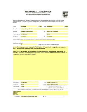 Fillable Online OFFICIAL REPORT FORM FOR REFEREES Middlesexfa Fax