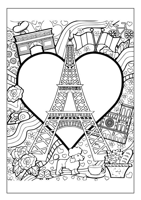 Printable Paris Coloring Pages for Kids & Adults 35 Pages Instant Digital Download PDF Printable ...