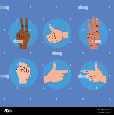 Six Hands Human Gestures Stock Vector Image Art Alamy