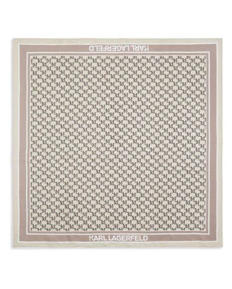 Karl Lagerfeld Monogram Print Silk Scarf In Grey Lyst UK