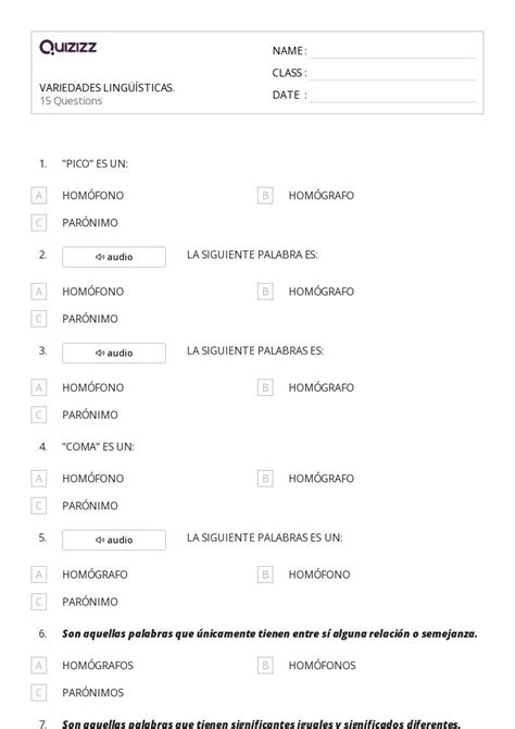 Hom Fonos Y Hom Grafos Hojas De Trabajo Para Grado En Quizizz