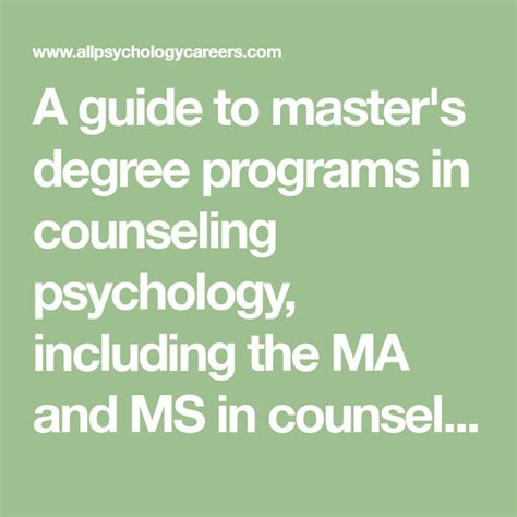 A Guide To Masters Degree Programs In Counseling Psychology Including