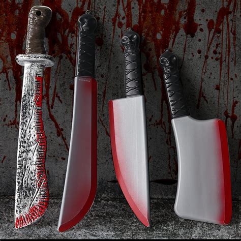 Aoxllk Halloween Knife Pack Of 4 33 45cm Long Fake Bloody Knife With