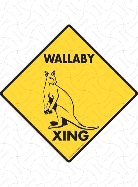 Wallaby Xing Exterior Aluminum Animal Sign And Vinyl Sticker