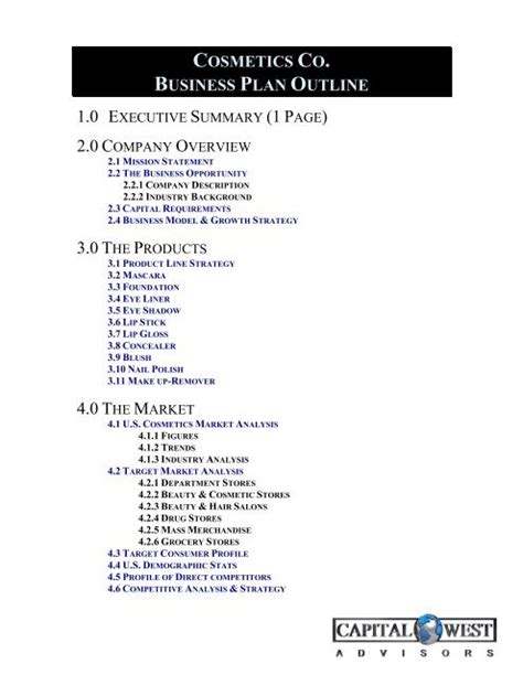 View A Sample Consumer Product Business Plan Outline