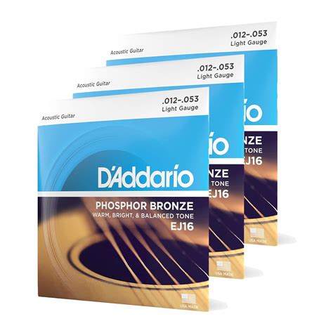 Daddario Guitar Strings Phosphor Bronze Acoustic Guitar Strings Ej16 3d Rich