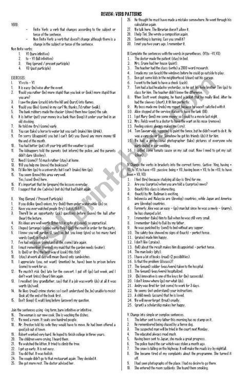 Finite And Non Finite Verbs Esl Worksheet By Donz Verbs Esl Gk