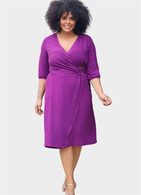 Vestido Midi Allmaria Plus Size Uva Doce Transpass Em Vestidos