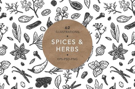 Spices And Herbs Vector 刺繍