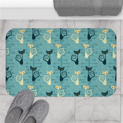 Mid Century Modern Bath Mat Retro Bath Mat Teal Bath Mat Etsy