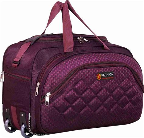 Nhq Fashion Polyester Litre Purple Duffle Trolley Bag For Travelling