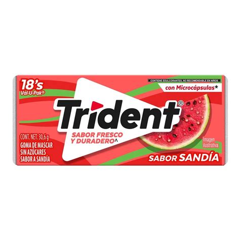 Goma de mascar Trident sin azúcar sabor a sandía 18 pzas Walmart