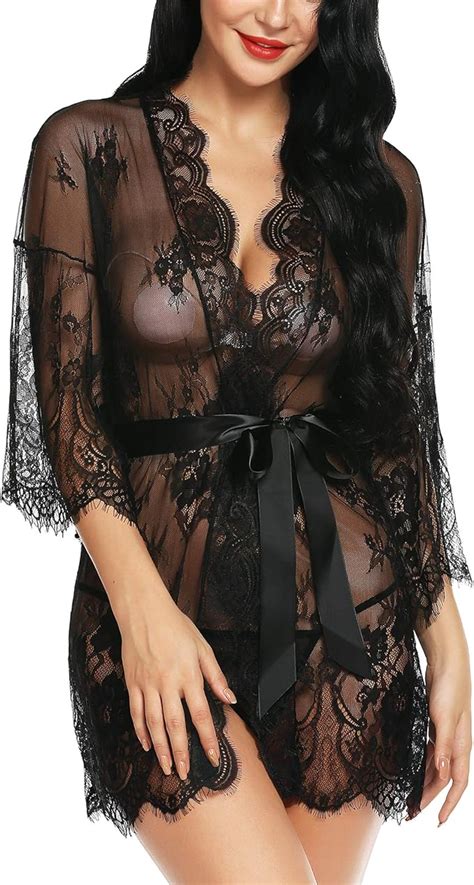 Ababoon Women Lingerie Robe Lace Kimono Bathrobes Sexy Nightgowns