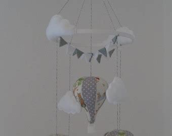 Unisex Hot Air Balloon Nursery Baby Mobile With Bunting In Etsy