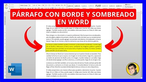 C Mo Poner Bordes Y Sombreado A P Rrafo En Word Youtube