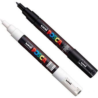 Lot De 2 Marqueurs Posca PC 1MC Noir Et Blanc Pointe Extra Fine Conique