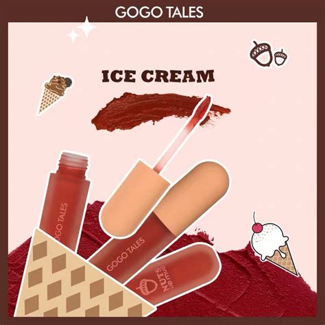 Mua Son kem bùn GOGO TALES hạt dẻ mềm mướt mịn lì lâu trôi hot trend Ice Cream Lip Puree GOGO