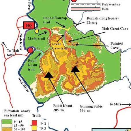 Map Showing The Locations Of Sampling Areas In Niah National Park