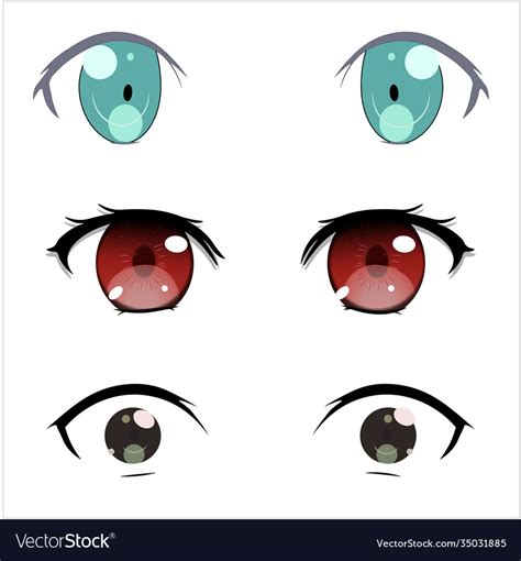 Beautiful cartoon emotional eyes joy Royalty Free Vector