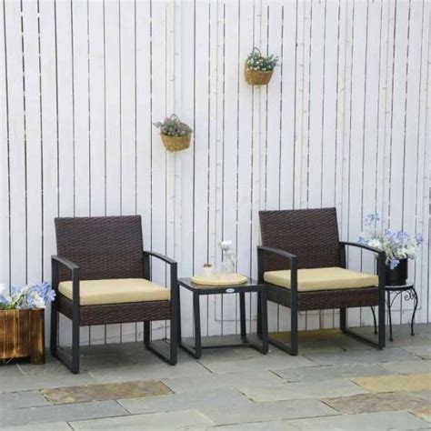 Outsunny 3 Pcs Rattan Bistro Set Beige 863 013bg Trading Depot