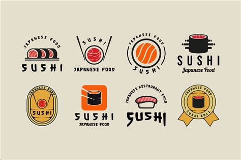 Set Of Sushi Logo Vintage Vector Design Graphic By Uzumakyfaradita