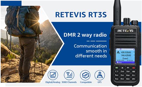 Amazon.com: Retevis RT3S Dual Band DMR Radio, Digital Analog 2 Way Radio with GPS, 3000 Channels ...