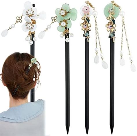 Amazon 4 Pcs Japanese Chinese Hair Stick Retro Wooden Hairpin