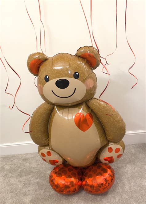 Inflated Teddy Bear Balloon With Red Heart Ceiling Balloons