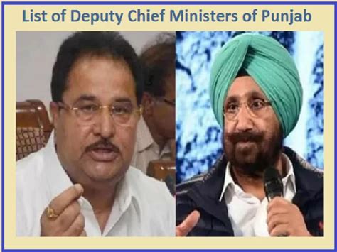 List Of Deputy Chief Ministers Of Punjab