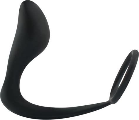 Cockring Avec Plug Anal Zwart Mm Bol