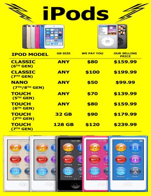 Fillable Online IPOD MODEL Fax Email Print PdfFiller