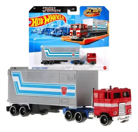 Caminh O Hot Wheels Track Fleet Optimus Prime Transformers Cor Azul