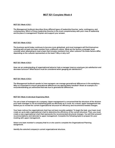 Mgt 521 Complete Week 4 By Assignment Cloud Issuu