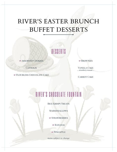 Easter Brunch Buffet Menu River A Waterfront Restaurant Bar