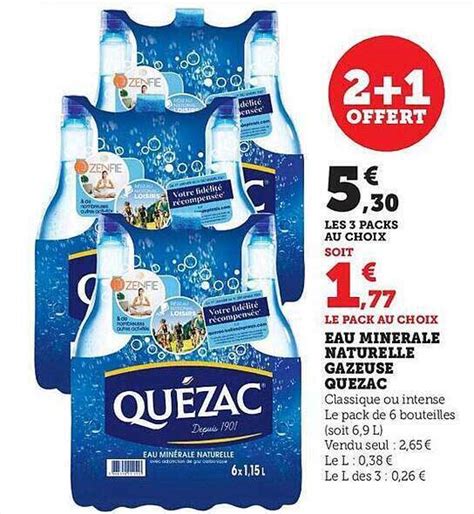 Promo Eau minérale naturelle gazeuse quézac chez Hyper U