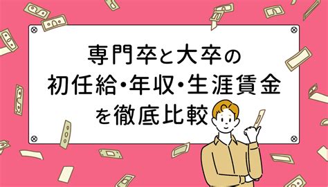 専門卒の初任給・年収 大卒の初任給・年収・生涯賃金と徹底比較 キャリアゲ