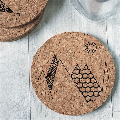 Cork Coaster Set Of Four Rocket And Fox