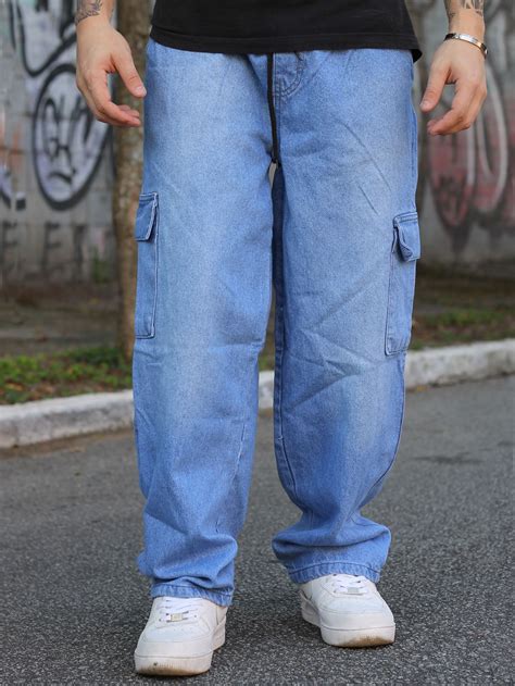 Calça Jeans Bag Cargo Masculina Balão Super Larga Anos 2000 Calça