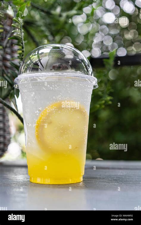 Iced Lemonade Soda With Yuzu Orange Stock Photo Alamy