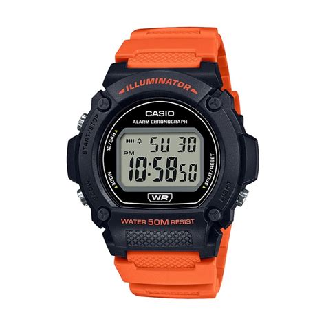 Casio Mens Heavy Duty Digital Watch With Orange Strap W219h 4av