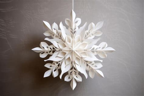 Premium Ai Image A Paper Snowflake Ornament Hung Against A Neutral