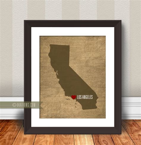 Los Angeles California Love Wall Art Burlap I Love City - Etsy