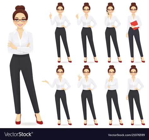 Businesswoman Character Set Royalty Free Vector Image