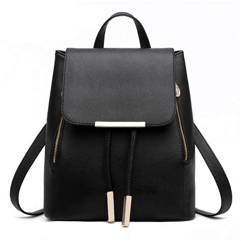 Nevenka Fashion Pu Leather Women Backpack Anti Theft Travel Bag Black