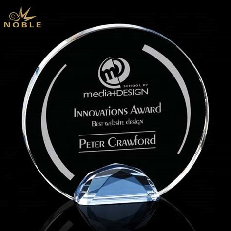 Custom Engraving Crystal Round Blank Plaque Awards Noble Awards