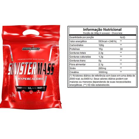 Sinister Mass 3kg Integral Médica Hipercalórico Massa Whey