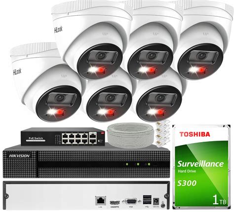 Zestaw Monitoringu 6 Kamer 4MPx IPCAM T4 30DL Hilook By Hikvision PoE