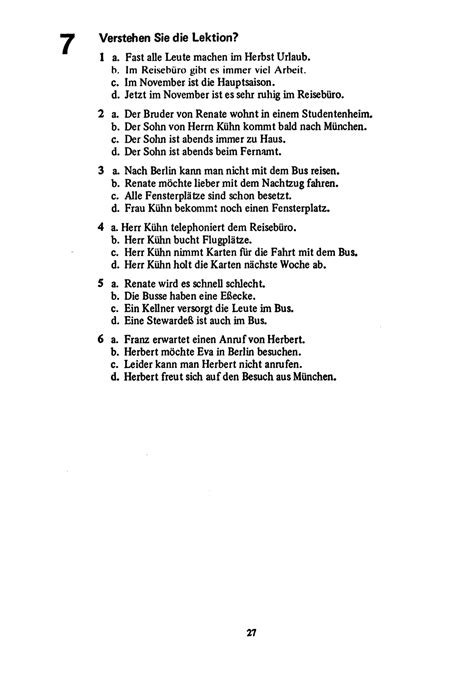 Linguaphone Deutsch Course Level 1 Lesson 7 Written Exercises