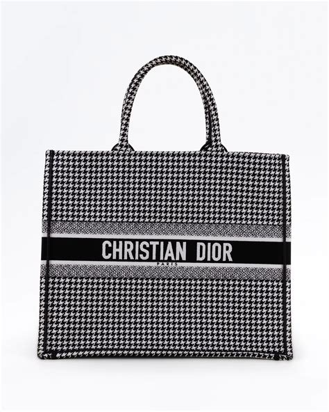 Christian Dior Houndstooth Large Book Tote Vivrelle