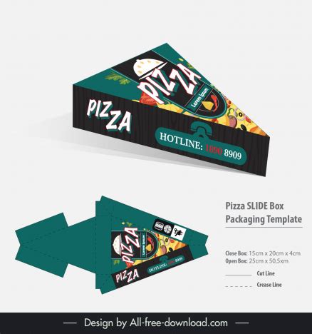 Pizza Slide Box Packaging Template Elegant D Triangle Shape Vectors